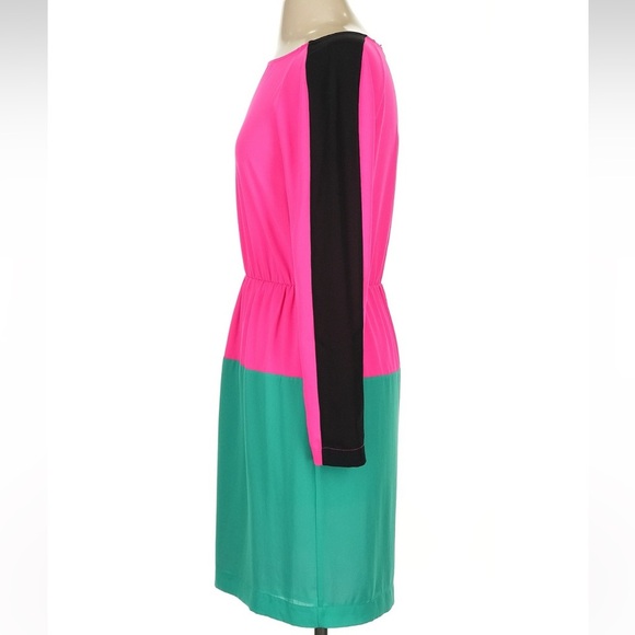 BCBGMAXAZRIA Marcel Neon Pink Color Block Cocktail Party Dress Size XXS - Picture 4 of 8